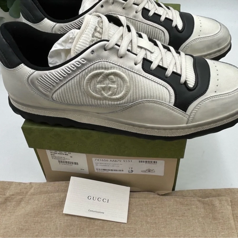 Men’s Gucci Mac 80 distressed, leather sneakers size 12 made in Italy